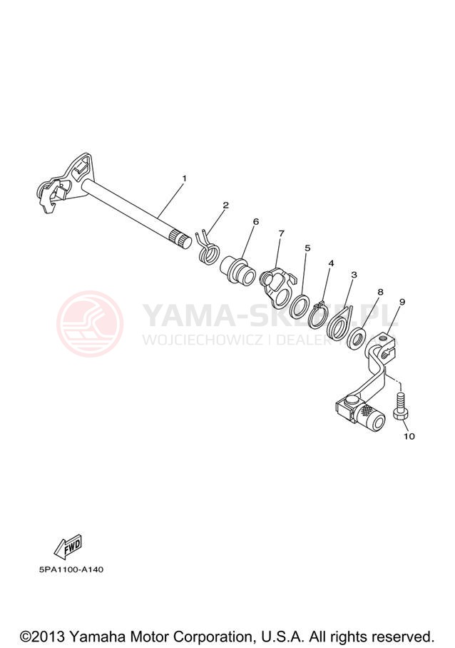 Schemat "Dźwignia zmiany biegów, wałek" do Yamaha YZ85 YZ85V