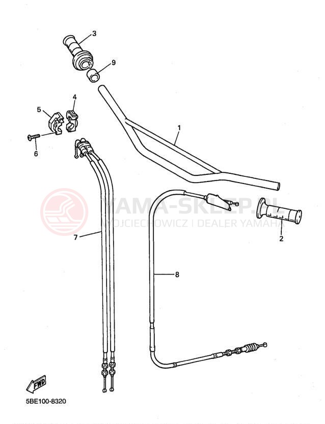 Schemat "Kierownica i osprzęt" do Yamaha WR400F WR400FK