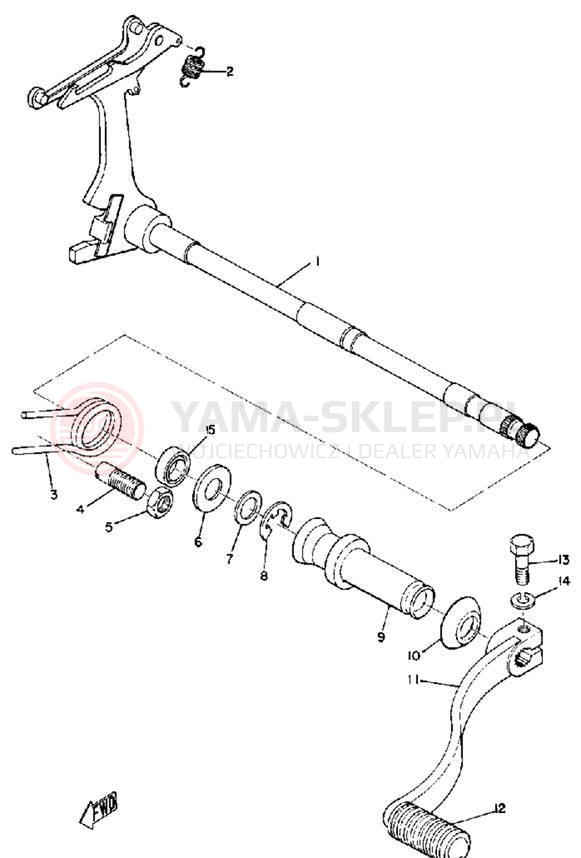 Schemat "Dźwignia zmiany biegów, wałek" do Yamaha R3
