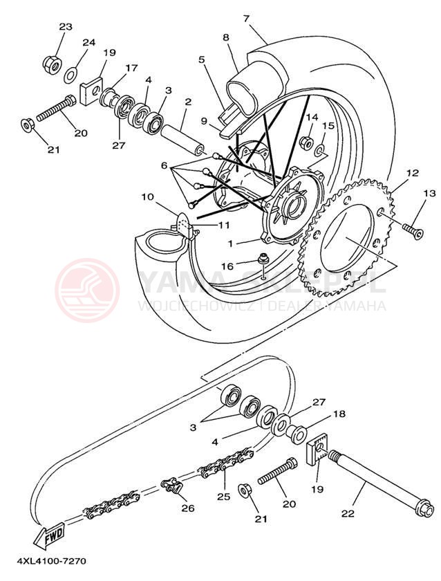 Schemat "Koło tył" do Yamaha YZ250 YZ250K1