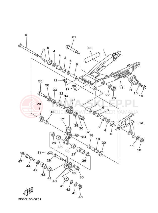 Schemat "wahacz" do Yamaha TT-R225 TTR225S/TTR225SC
