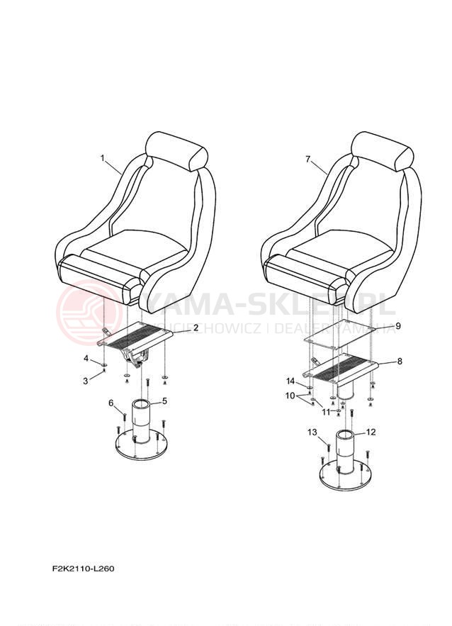 Schemat "SWIVEL SEAT" do Yamaha SX210 LAT1100BL