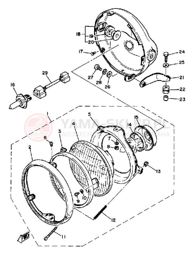 Schemat "Lampa przód" do Yamaha XS1100SH