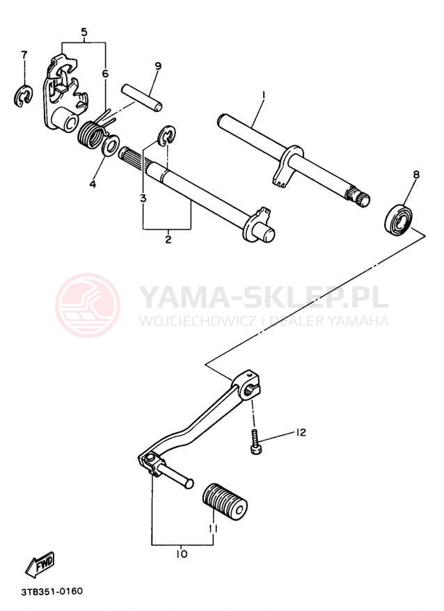 Schemat "Dźwignia zmiany biegów, wałek" do Yamaha XT600EAC/XT600EA