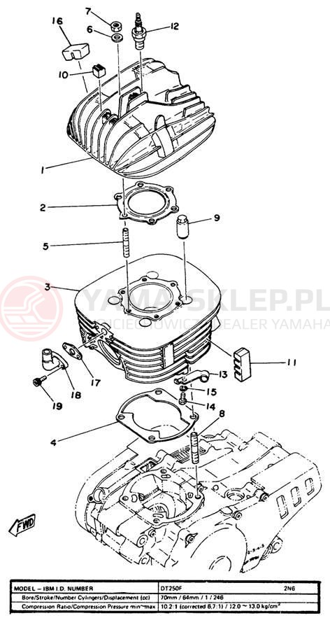 Schemat "głowica" do Yamaha DT250F
