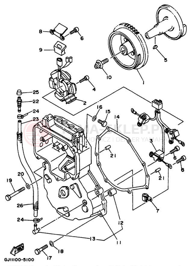Schemat "prądnica" do Yamaha EXCITER EXT1100V