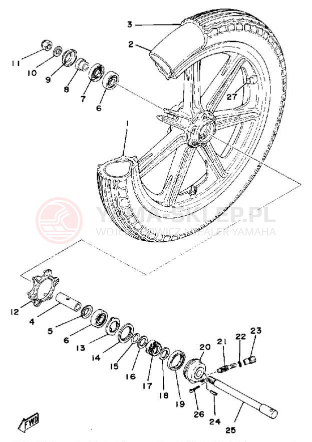 Schemat "Koło przód" do Yamaha XS400D