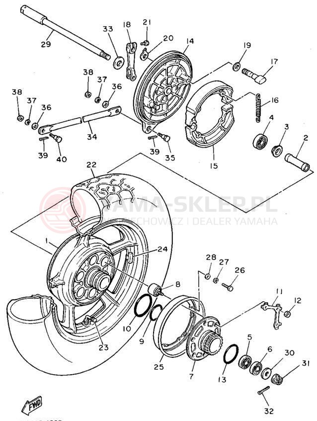 Schemat "Koło tył" do Yamaha VIRAGO 750 XV750F/XV750FC