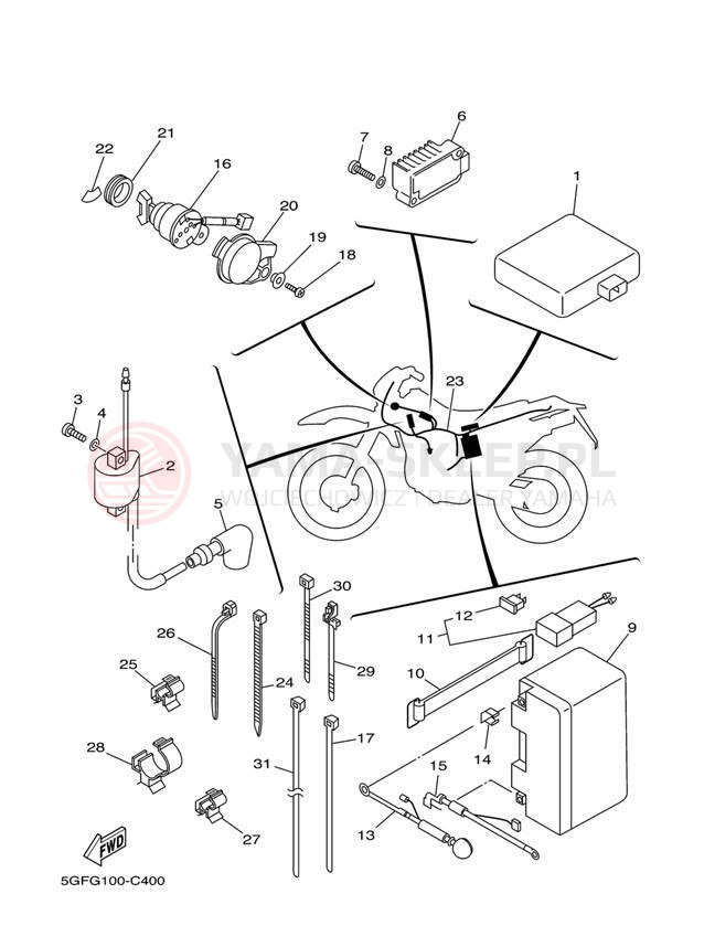 Schemat "układ elektryczny" do Yamaha TT-R250 TTR250SC/TTR250S