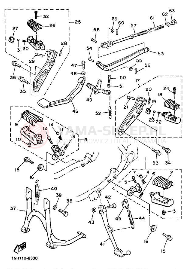 Schemat "Stopka postojowa i podnóżki" do Yamaha MAXIM XJ700S/XJ700SC