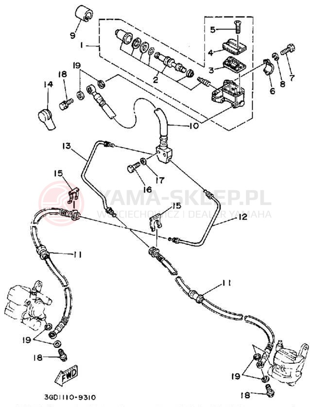 Schemat "Pompa hamulcowa przednia" do Yamaha WARRIOR YFM350XD_M