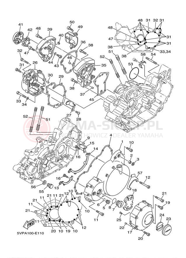Schemat "Pokrywa silnika" do Yamaha ROAD STAR SPOKE XV17AV/XV17AVC