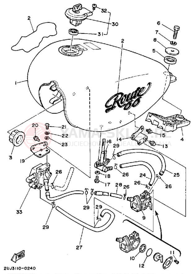 Schemat "zbiornik paliwa" do Yamaha ROUTE 66 XV250AC/XV250A
