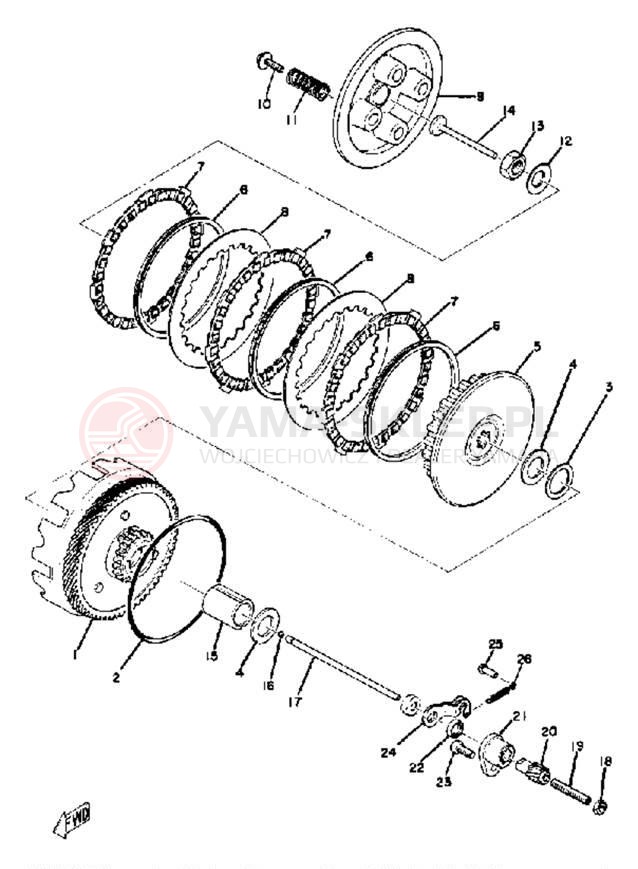 Schemat "sprzęgło" do Yamaha YZ80B