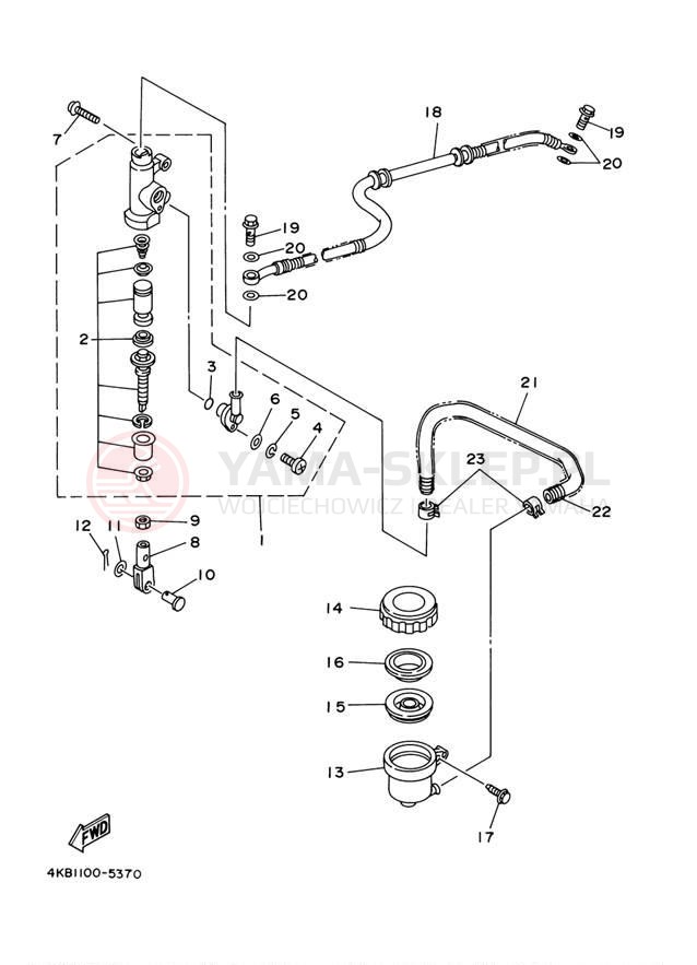Schemat "Pompa hamulcowa tył" do Yamaha WOLVERINE YFM350FXN