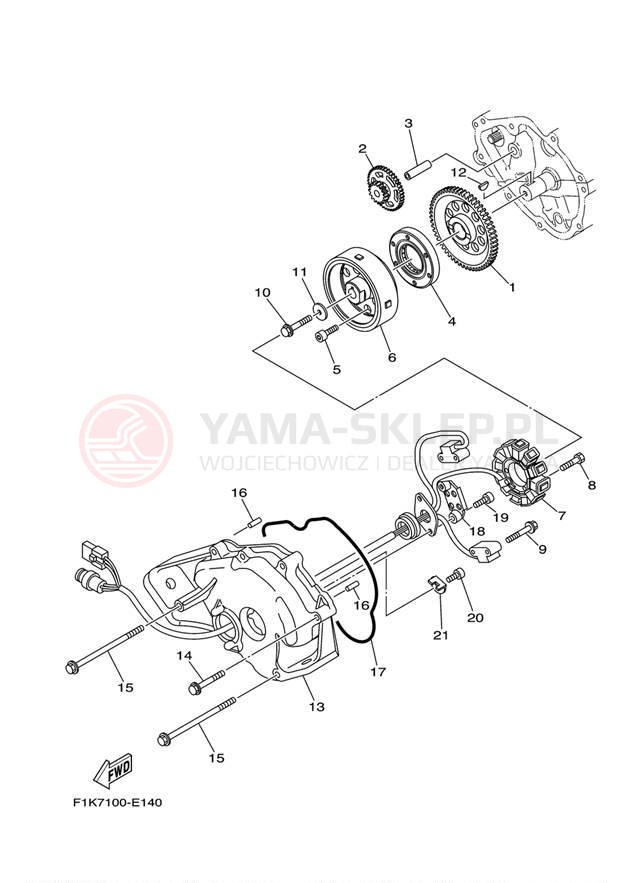 Schemat "prądnica" do Yamaha AR210 LAT1100AM