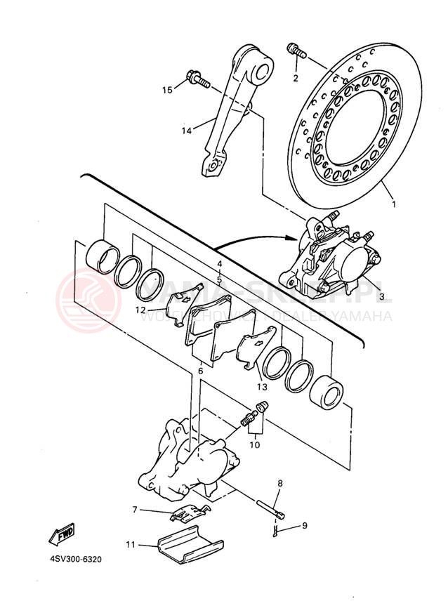 Schemat "Zacisk hamulcowy tylny" do Yamaha YZF1000RJC/YZF1000RJ