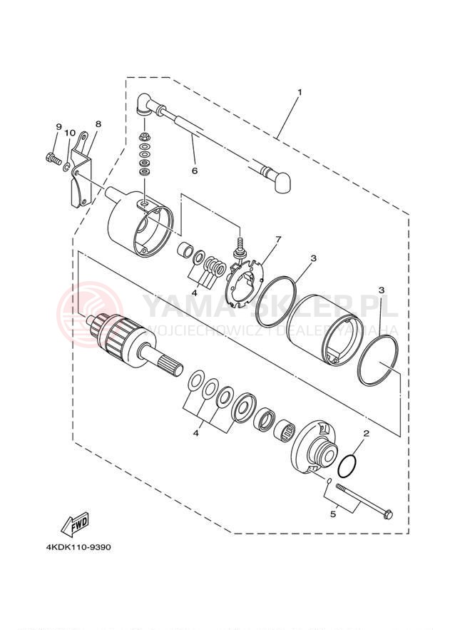 Schemat "rozrusznik" do Yamaha TIMBERWOLF 4WD YFB250FWM