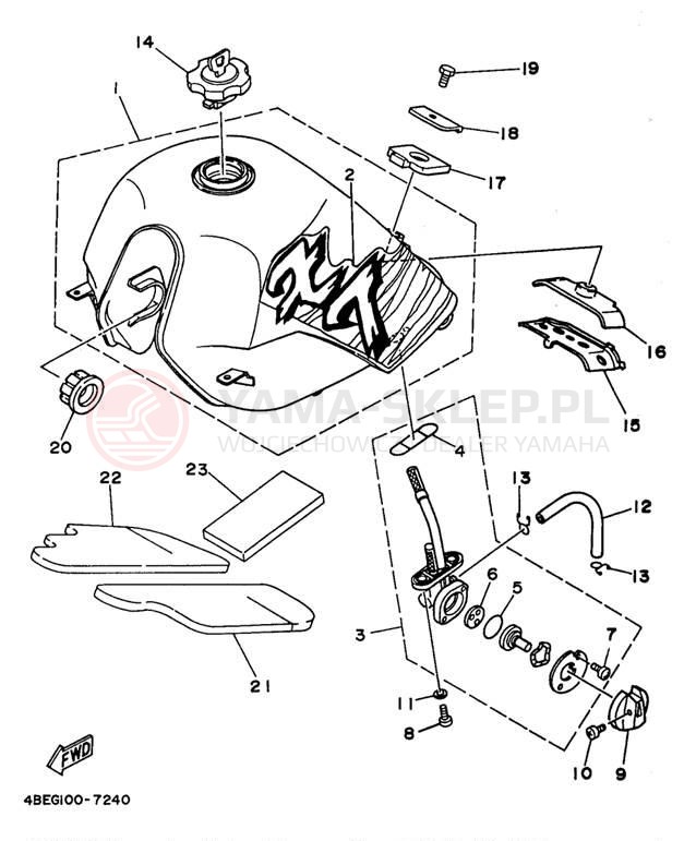 Schemat "zbiornik paliwa" do Yamaha SEROW XT225K/XT225KC