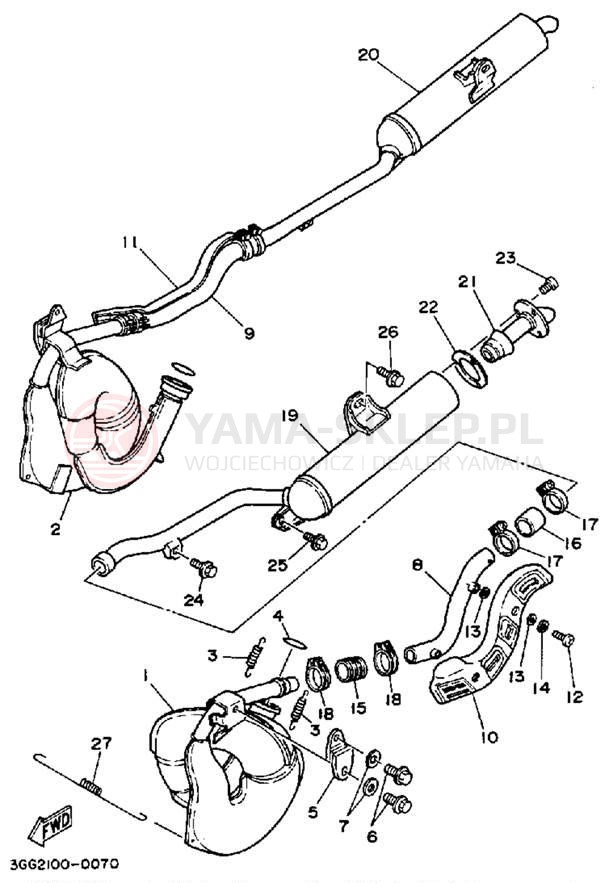 Schemat "Wydech końcowy" do Yamaha BANSHEE YFZ350B_MN