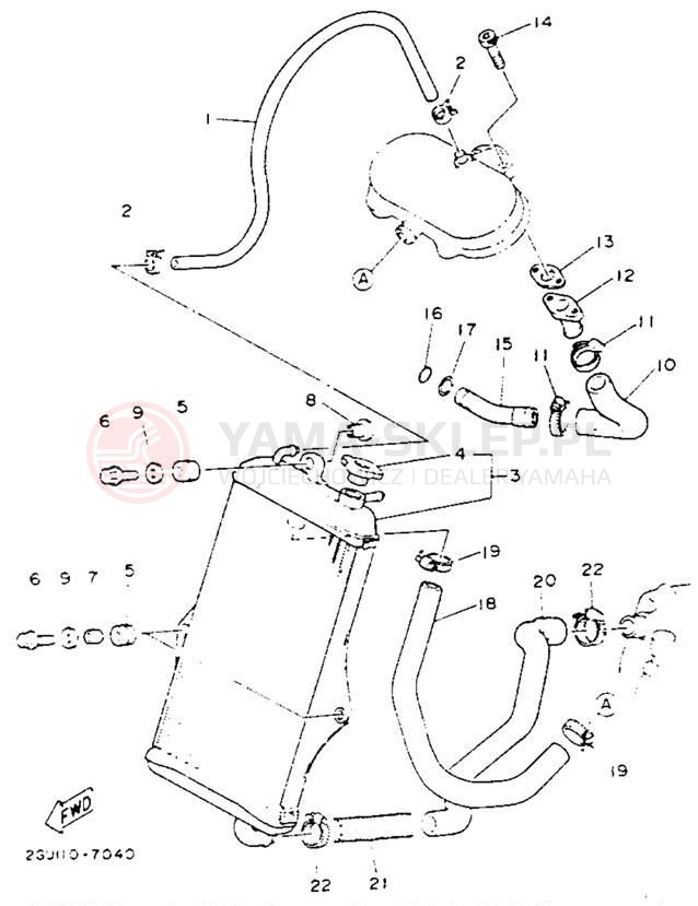 Schemat "Układ chlodzenia" do Yamaha BANSHEE YFZ350E