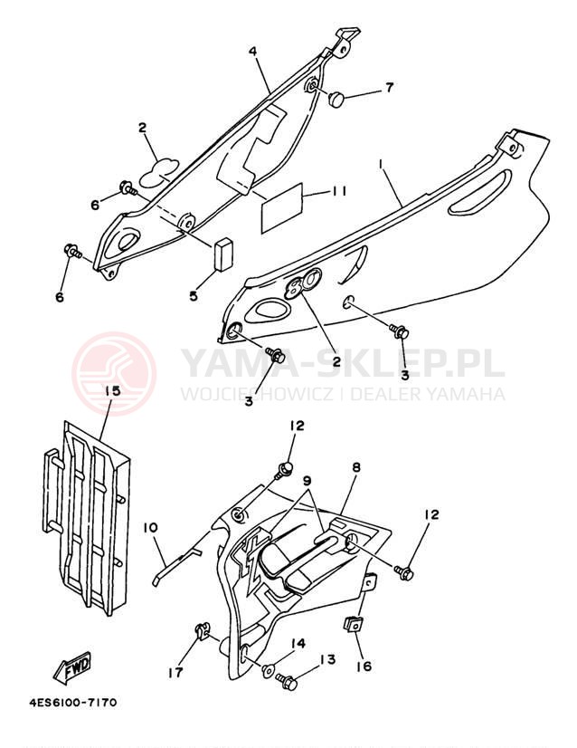 Schemat "Pokrywa boczna" do Yamaha YZ80 YZ80J1