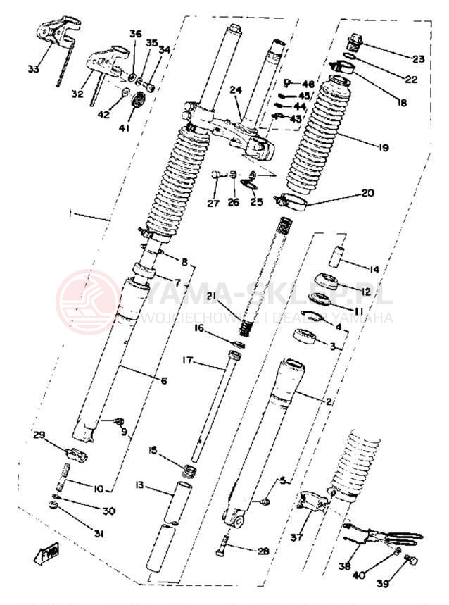 Schemat "Amortyzatory przód" do Yamaha DT175E