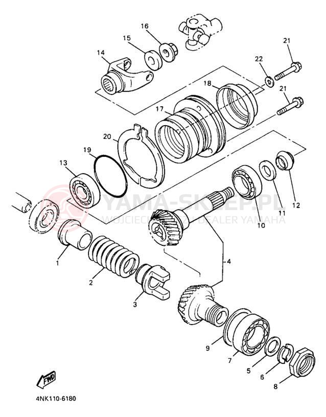 Schemat "Przeniesienie napędu" do Yamaha XVZ13LTJ/XVZ13LTJC
