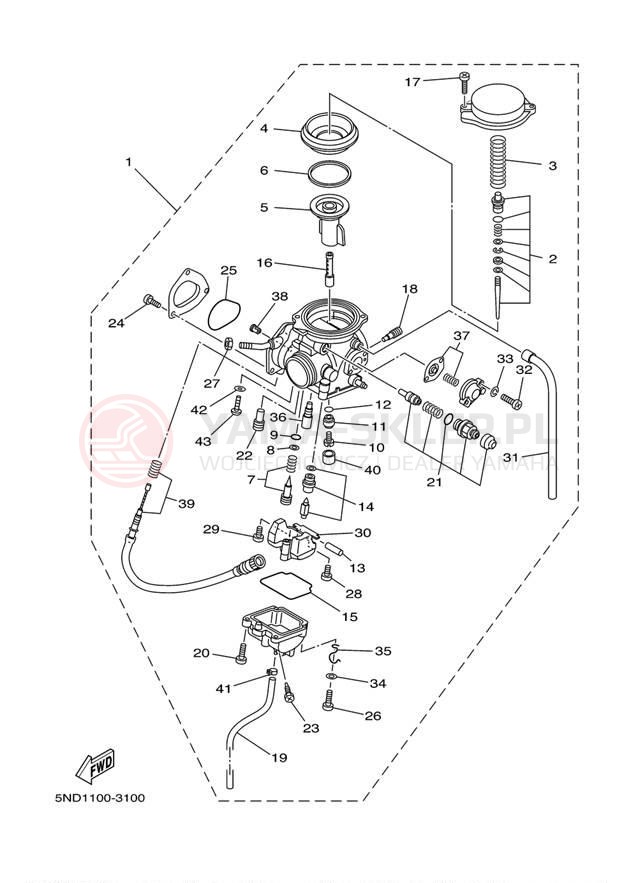 Schemat "Gaźnik" do Yamaha KODIAK 400 4WD YFM400FAR
