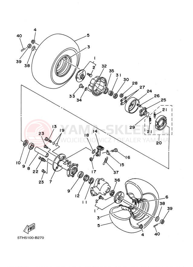 Schemat "Koło tył" do Yamaha RAPTOR 80 YFM80RT