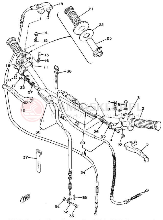 Schemat "Kierownica i osprzęt" do Yamaha IT175F
