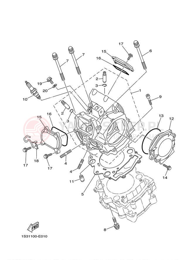 Schemat "głowica" do Yamaha RAPTOR 700 YFM70RW