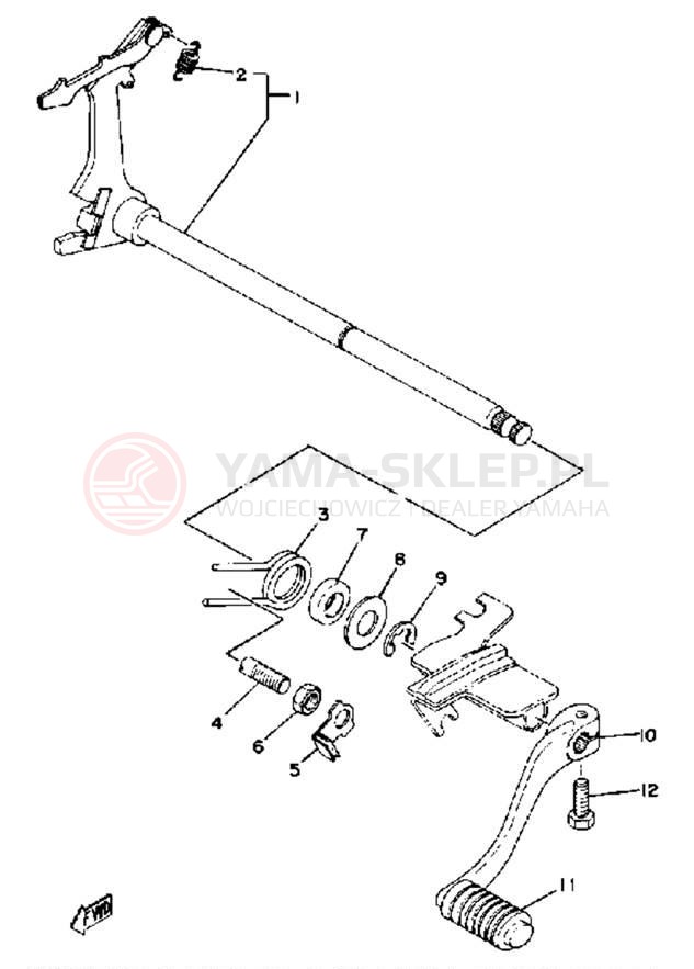 Schemat "Dźwignia zmiany biegów, wałek" do Yamaha XS650SH