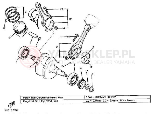 Schemat "Wał korbowy, tłok" do Yamaha XV920J
