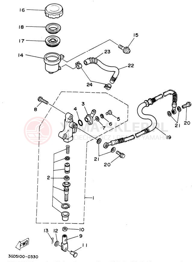 Schemat "Pompa hamulcowa tył" do Yamaha WARRIOR YFM350XF_M