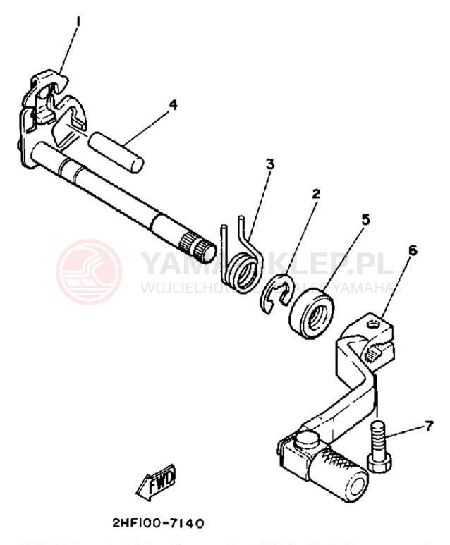 Schemat "Dźwignia zmiany biegów, wałek" do Yamaha YZ80T