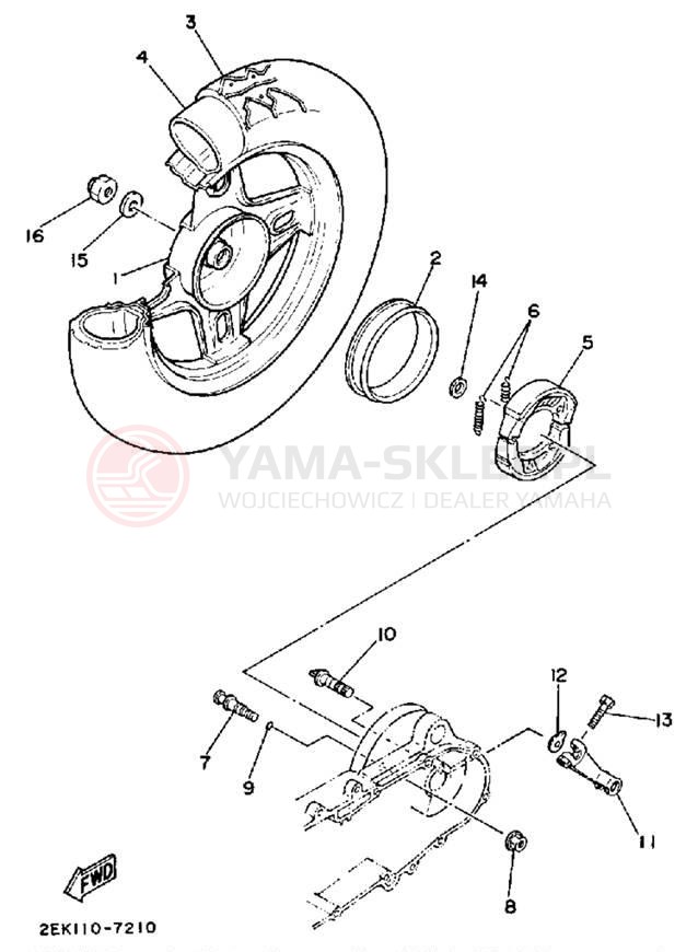 Schemat "Koło tył" do Yamaha RAZZ SH50U/SH50MU