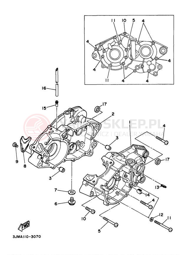 Schemat "Obudowa silnika" do Yamaha BLASTER YFS200J_MN