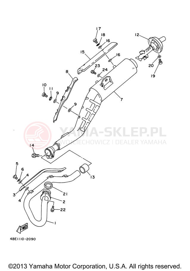 Schemat "Wydech końcowy" do Yamaha XT225 XT225V/XT225VC