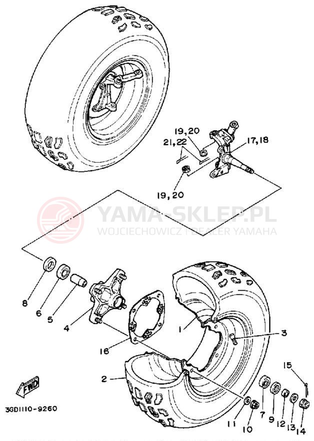 Schemat "Koło przód" do Yamaha BANSHEE YFZ350A