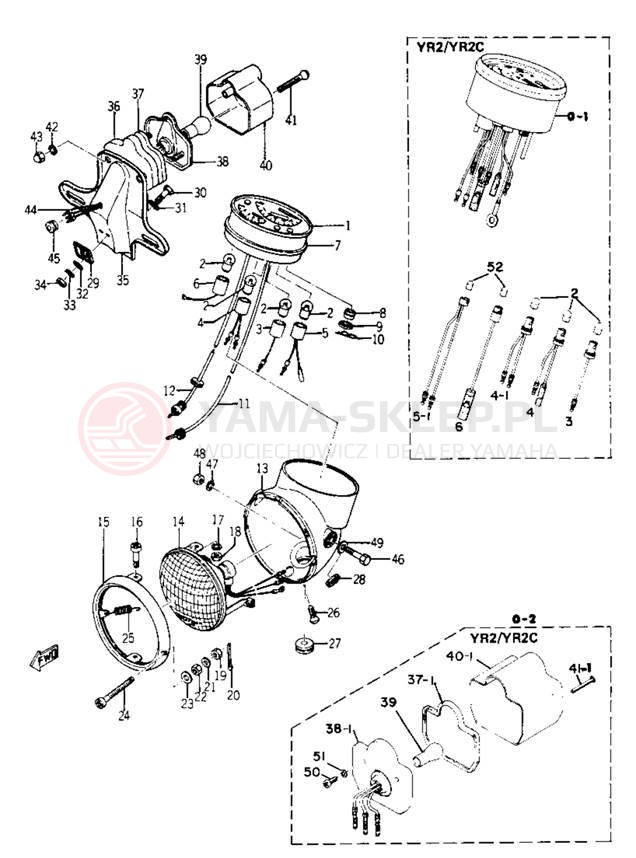Schemat "Oświetlenie przód i tył" do Yamaha YR1