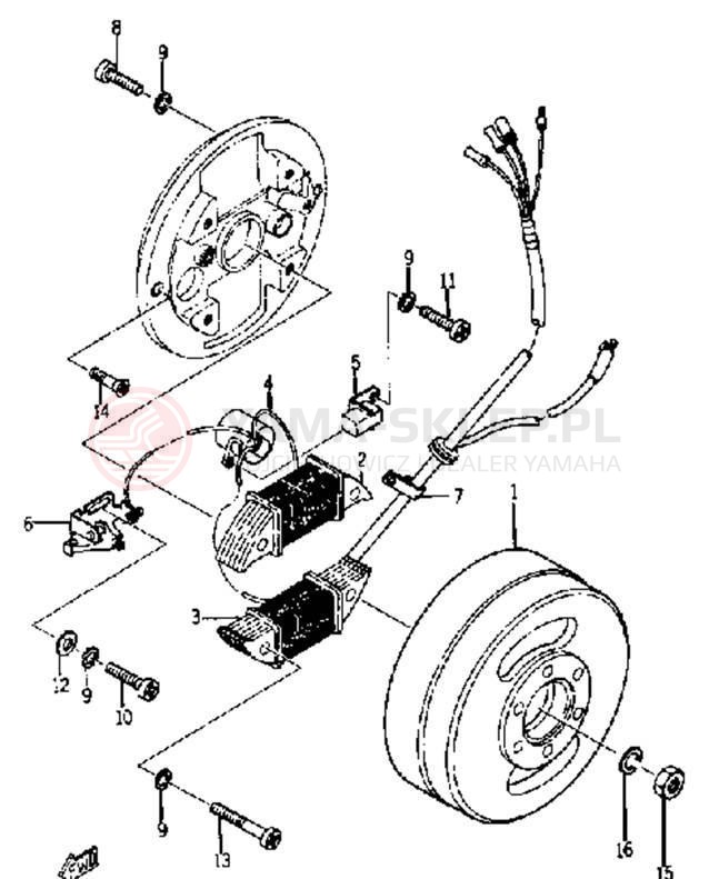 Schemat "Układ zapłonowy" do Yamaha YJ2S/YJ1K