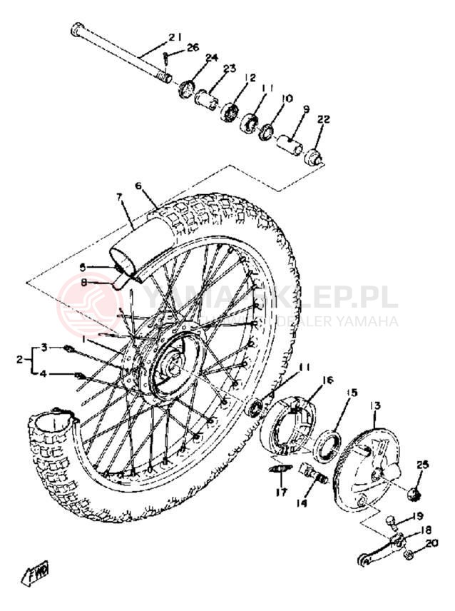 Schemat "Koło przód" do Yamaha YZ80B