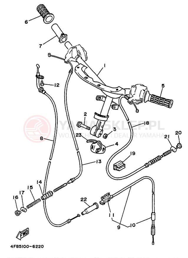 Schemat "Kierownica i osprzęt" do Yamaha JOG CY50M