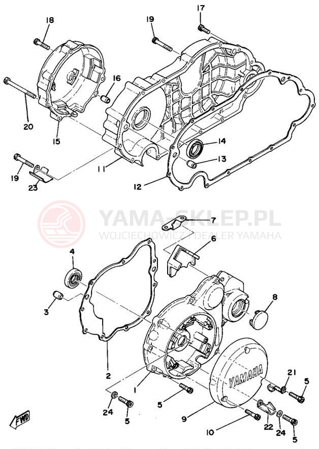 Schemat "Pokrywa silnika" do Yamaha XS750E