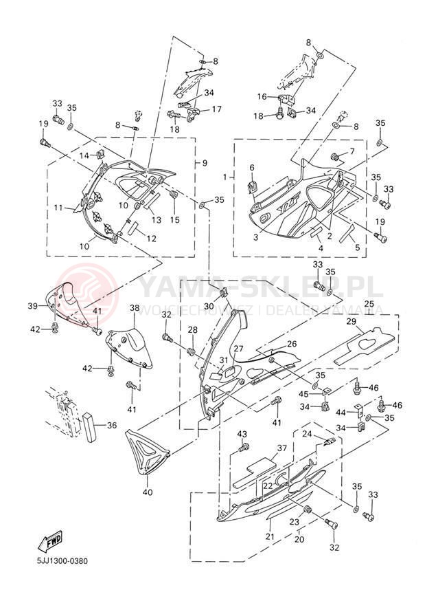 Schemat "elementy nadwozia" do Yamaha R1 YZFR1M/YZFR1MC