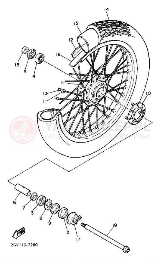 Schemat "Koło przód" do Yamaha VIRAGO 535 XV535U