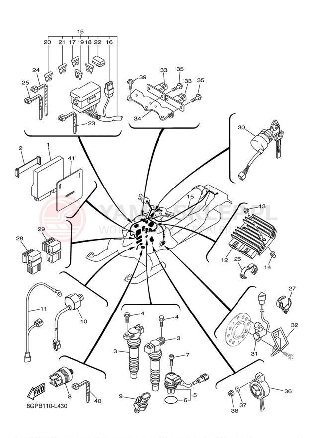 Schemat "układ elektryczny" do Yamaha PHAZER GT PZ50GTBW