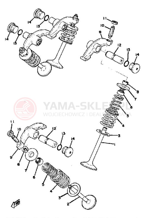 Schemat "Zawory - dźwigienki zaworowe" do Yamaha XS650C