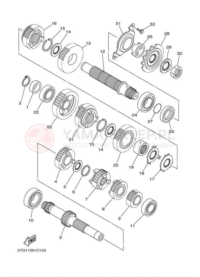Schemat "Skrzynia biegów " do Yamaha YFZ450 YFZ450W